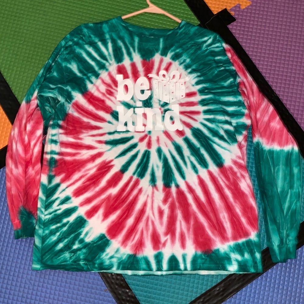 Woman’s Christmas tie dye long sleeve shirt (be kind)
